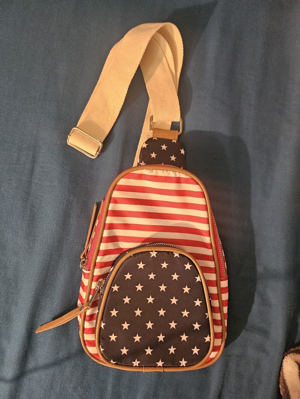 Mad Love Mini Backpack Crossbody Bag American Flag Style Pouch